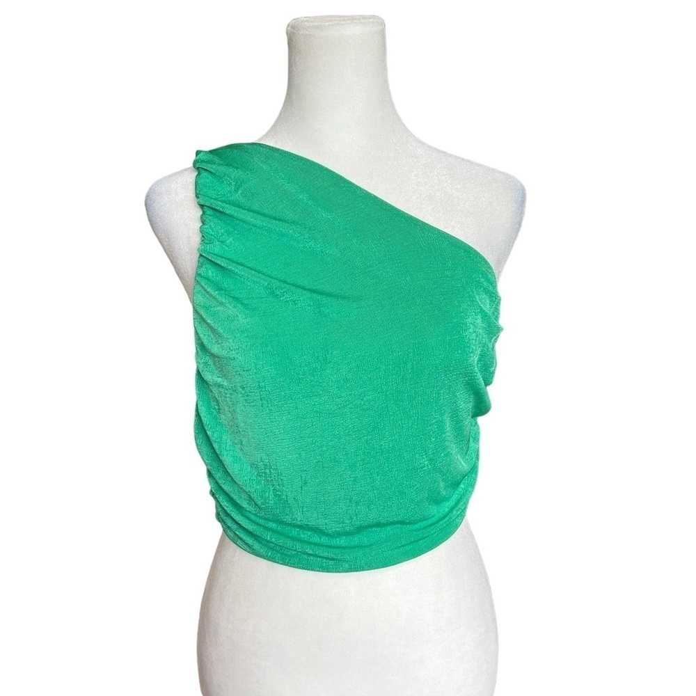 Sollinarry Green One Shoulder Cropped Shirt Large